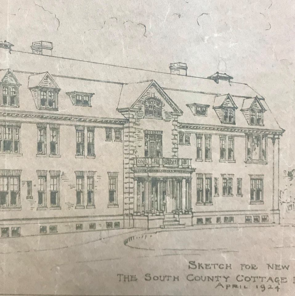 Sketch for new hospital as of April 1924.