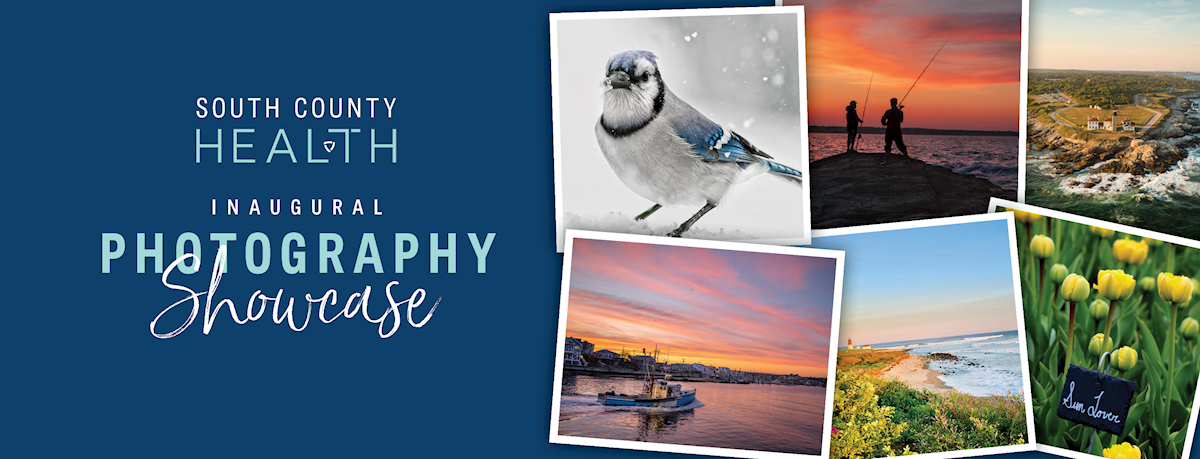 Text reads: South County Health Inaugural Photography Showcase alongside scenic image of Rhode Island