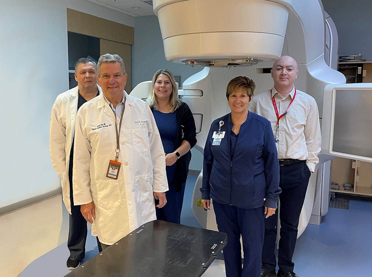 South County Health Radiation Therapy staff pictured with the Varian TrueBeam Linear Accelerator
